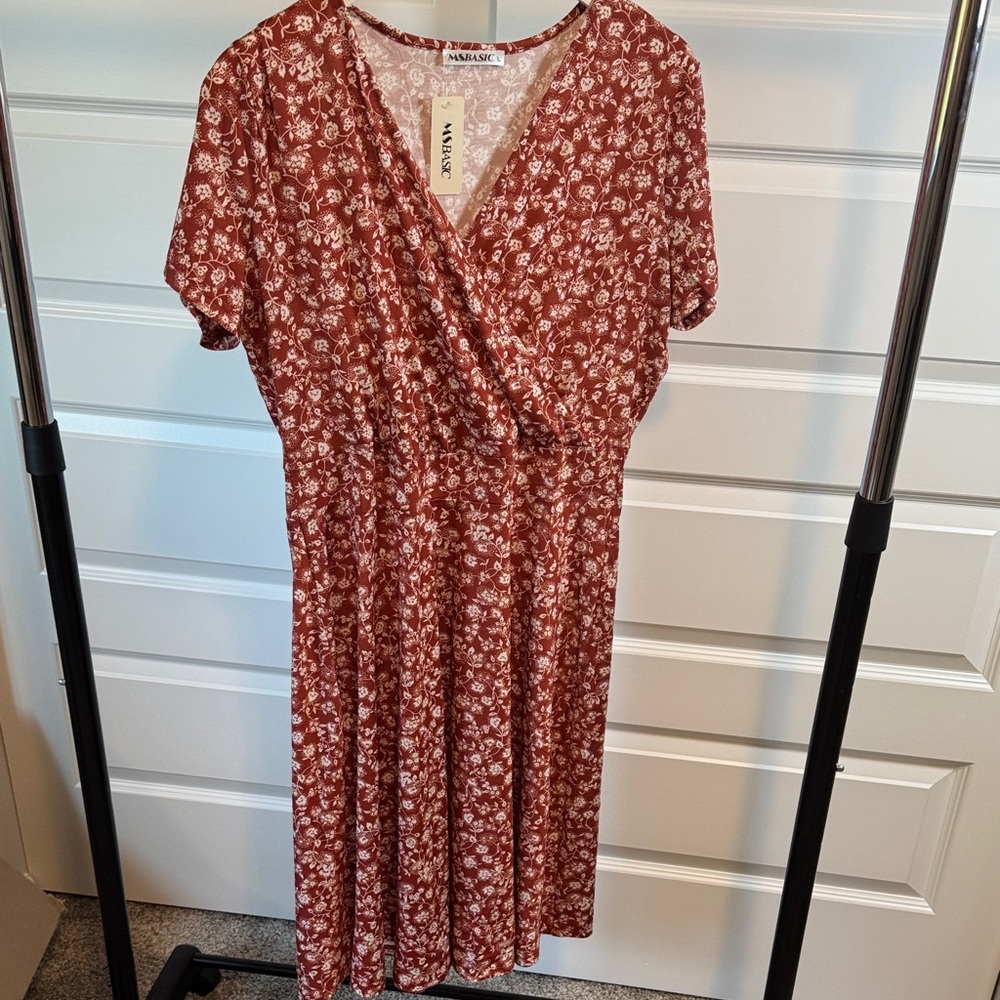Source Unknown rust  Floral Midi Dress